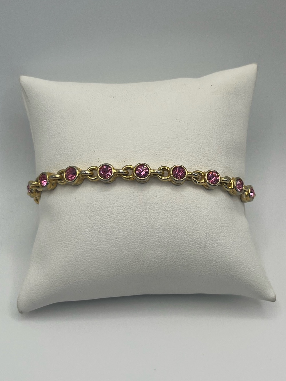 Gold-Tone Pink Crystal Link Bracelet - Women